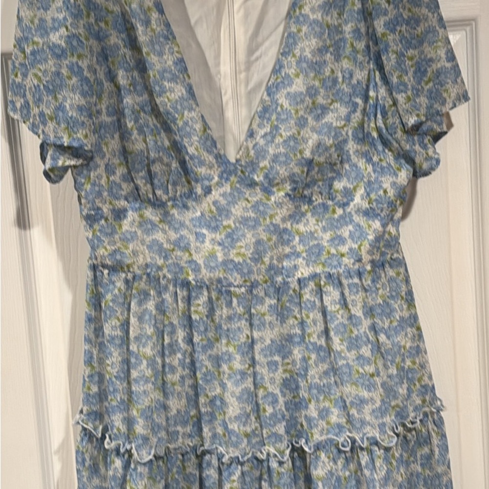 Floral Blue and Green Dress
